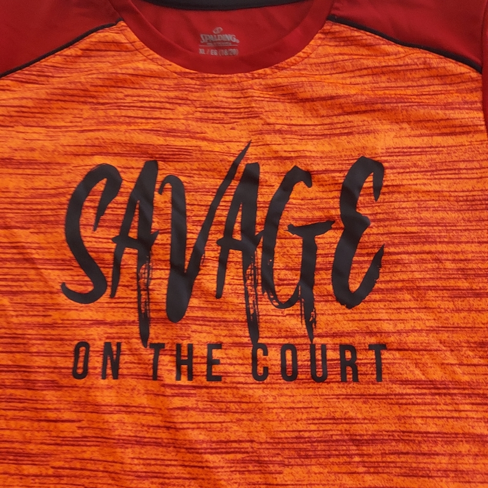 3/$30 NWOT. SPalding Youth XL (18/20) Orange Tee - Picture 2 of 5